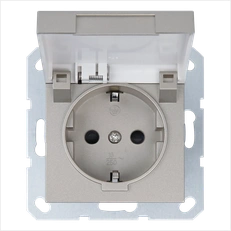 Изображение Розетка SCHUKO© с крышкой и защитными шторками 16A 250V~ 2P+T, цвет шампань